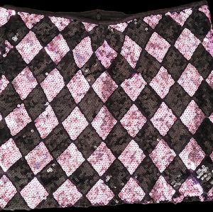 Heaven sequin pink black mini skirt size 8